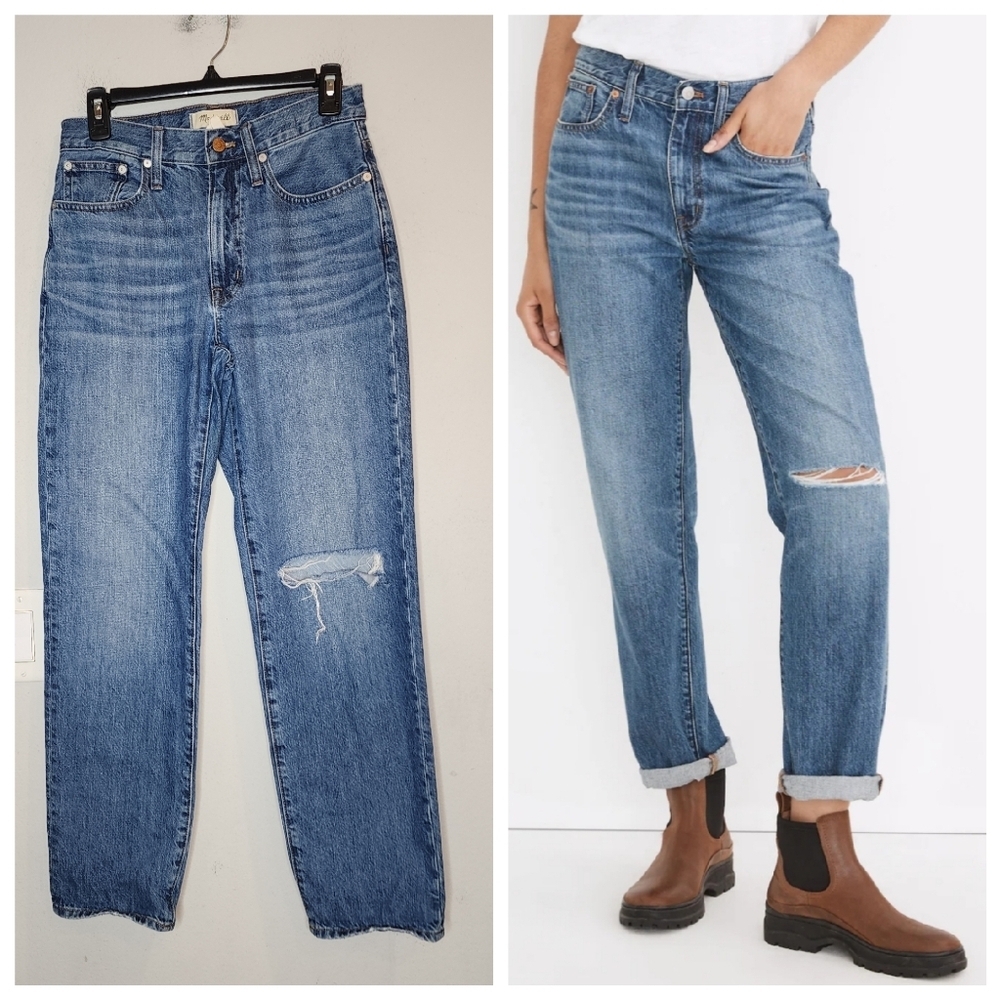 Madewell The Slouchy‎ Boyjean Rigid Denim Distressed womens size 25